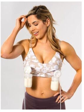 Ollie Gray The Janie Anywhere‎ Nursing Bra Small Tan Floral Sports Bra